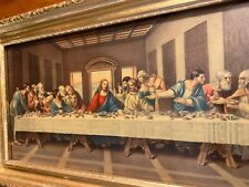 Framed vintage Jesus -The Last Supper art.  15x8) Illinois Molding Co picture