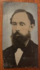 ATQ Victorian Trimmed Full Plate Hand Tinted Tintype Photo Portrait Bearded Man picture
