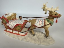Cherished Teddies Figurine.  Reindeer Pulling Sleigh.  9” X 7”. picture