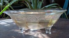 '20s Imperial Glass 3foot Bowl, Floral & Optic Pattern, Marigold Carnival 8.75in picture