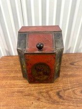 Antique Victorian Hand Painted Toleware Tea Tin picture