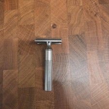 Vintage Pre-War Gillette Fat-Handle Tech 3-Piece Safety Razor – Solid Brass picture