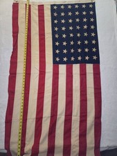 Vintage 48-Star American Flag Sewn Stripes Cotton Bunting picture