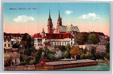 Vintage Basel Minster Cathedral Switzerland Hand-Colored Postcard G. Metz picture