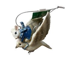 Kurt Adler Mouse Riding a Snowy  Bird  Blue and Gray Ornament NWT 3.25 in picture