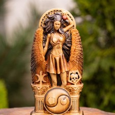 Eris Discordia Ash Wood Statue Greek Goddess Chaos Discordian Occult Decor picture