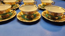 Vintage Waldershof Handmalerei Porcelain 22K Gold And Turquoise China picture