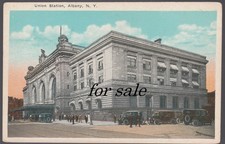Albany NY postcard - Union Station railroad railway  1915-1930s picture