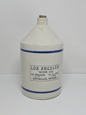 Los Angeles Wine Co. Spokane, WA Gallon Crock Jug Pre-Prohibition - 713 Sprague picture