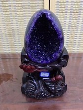 4LB+ Natural amethyst geode Dinosaur egg Quartz Crystal specimen healing+stand picture