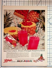 Libby's Frozen Pineapple Raspberry Drink Vintage 1950s 60s Juice Ad Ephemera picture