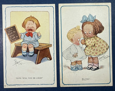 SET 2 Children Antique Postcards. Best Wishes/Humor. Artist: Wiederseim picture