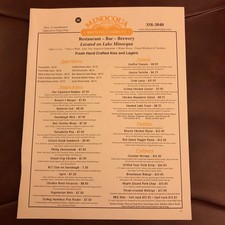 Vintage Minocqua Brewing Company Restaurant Menu Page Wisconsin picture