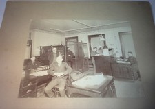 Rare Antique Occupational Victorian American Bank Interior Lady Cabinet Photo picture