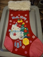 Vintage Hello Kitty Christmas Stocking 2004 San Rio Snowman Theme With Pink Edge picture
