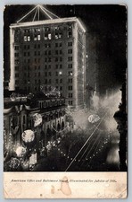 1906 Baltimore Street Night View Postcard American Office Jubilee picture