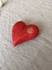 Vintage Genuine Volterra Red Alabaster Heart by Ducceschi Hand Carved In Italy picture