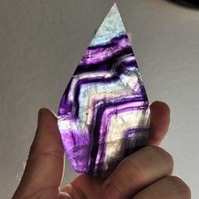 Natural Purple & Green Fluorite Teardrop Crystal Flame Tower Display Specimen picture