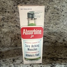 Vintage Box and Full Bottle of Old Absorbine JR antiseptic Liniment 12 Fl Oz picture
