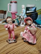 Pretty In Pink Porcelain Pair Perfect Condition Vintage Collectible Figurines 5