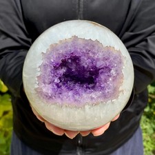 3.08LB Natural Open Smile Agate Amethyst Sphere Healing Wealth Collectible Cryst picture