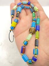 A Elegant Old Funky Chunky multi colored Chevron Necklace Beads picture