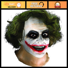 Adult Joker Latex Mask with Hair - Dark Knight Costume Accessory, One Size Fits picture