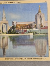 California Worlds Fair Towers Of East Temple Compound CA UNP DB Linen Postcard picture