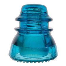 CD 154 Hemi Blue HEMINGRAY - 42 Antique Glass Telegraph Insulator NICE SHAPE picture