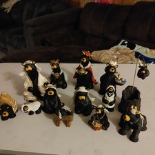 Bearfoots Nativity Set 13 pc Set Jeff Fleming Christmas Resin Bears see notes picture