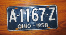 Ohio 1958 Old License Plate Garage Car Auto Tag Man Cave A 1167 Z picture