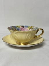Shelly Tea Coffee Cup Saucer 13415 Yellow Gold Chintz England Rock Garden Floral picture
