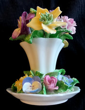 Vintage Coalport Porcelain Group of Flowers in a vase 5