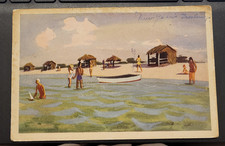 Key West Florida FL Postcard Cabanas on Rest Beach Sand Shoreline 1937 picture
