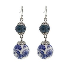 1928 Jewelry Montana Dark Blue and Blue Willow Beaded Drop Earrings picture