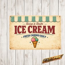 Vintage Ice Cream Shop Metal Tin Sign Retro Sweet Kitchen Decor 8x12 picture