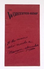 Antique 1910 Worcester-Kemp Manure Spreader Catalog Richardson Mfg Worcester MA picture