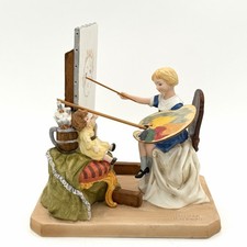 Norman Rockwell The Artists Daughter Figurine 1980 Ceramic Made In Japan 6 X 4.5 picture
