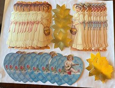 Victorian Die Cut Embossed Maidens Cherub Heart  Old Print Factory Ephemeral 40 picture