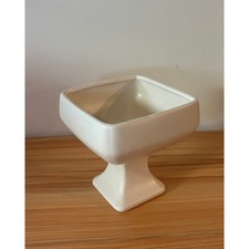 Vintage McCoy Floraline USA #460 White Footed Square Pedestal Vase Planter picture