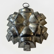 Antique Tin Geometric Fluted Jelly Custard Cake Mold Mould w/ Ring Germany 7” picture