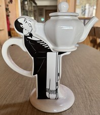 Vintage 1988 Silver Crane Novelty Ceramic Butler Teapot. picture