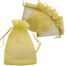 Allgala 100 Count Gold Organza Gift Bags with Drawstring, 8x12 Inches picture