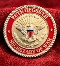 Rare Authentic Trump Secretary Of War Pete Hegseth Challenge Coin picture