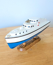 Vintage Wooden Nautical Fishing Boat Model Metal Propeller 13