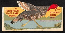 Turkey Run State Park / Inn Marshall, IN Luggage Label c1920's-30's Very Scarce picture