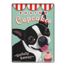 Retro Pets Refrigerator Magnet - Boston Cupcakes, Boston Terrier - Advertising picture