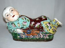 Chinese Famille Rose Enamel Porcelain Baby on Pillow Figure picture