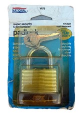 National padlock NIP unused V675 5 Pin Tumbler Vintage Laminated Steel picture