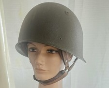Swiss Military M71 AIRBORNE HELMET Combat Cold War Era 57-58 Leather Chin Strap  picture